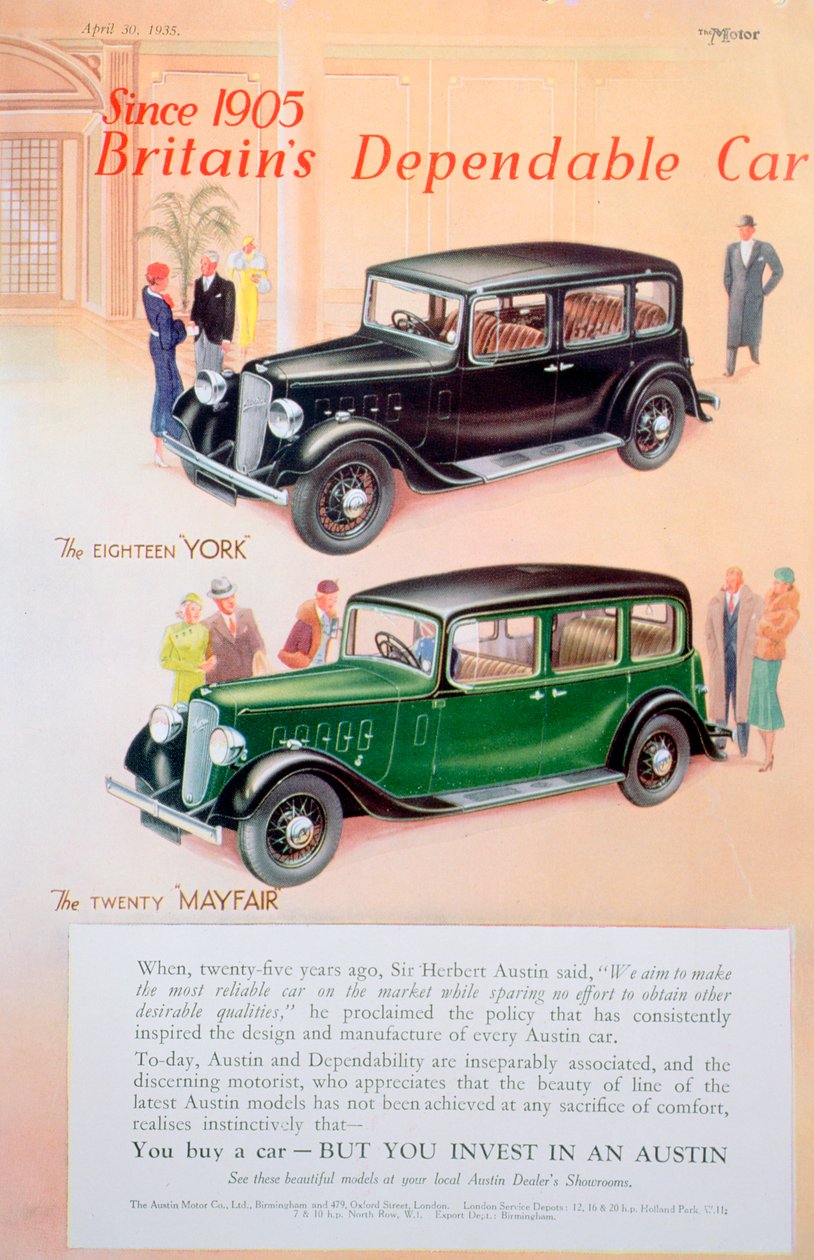 Reklama na auto v Austinu, 1935 od Unbekannt