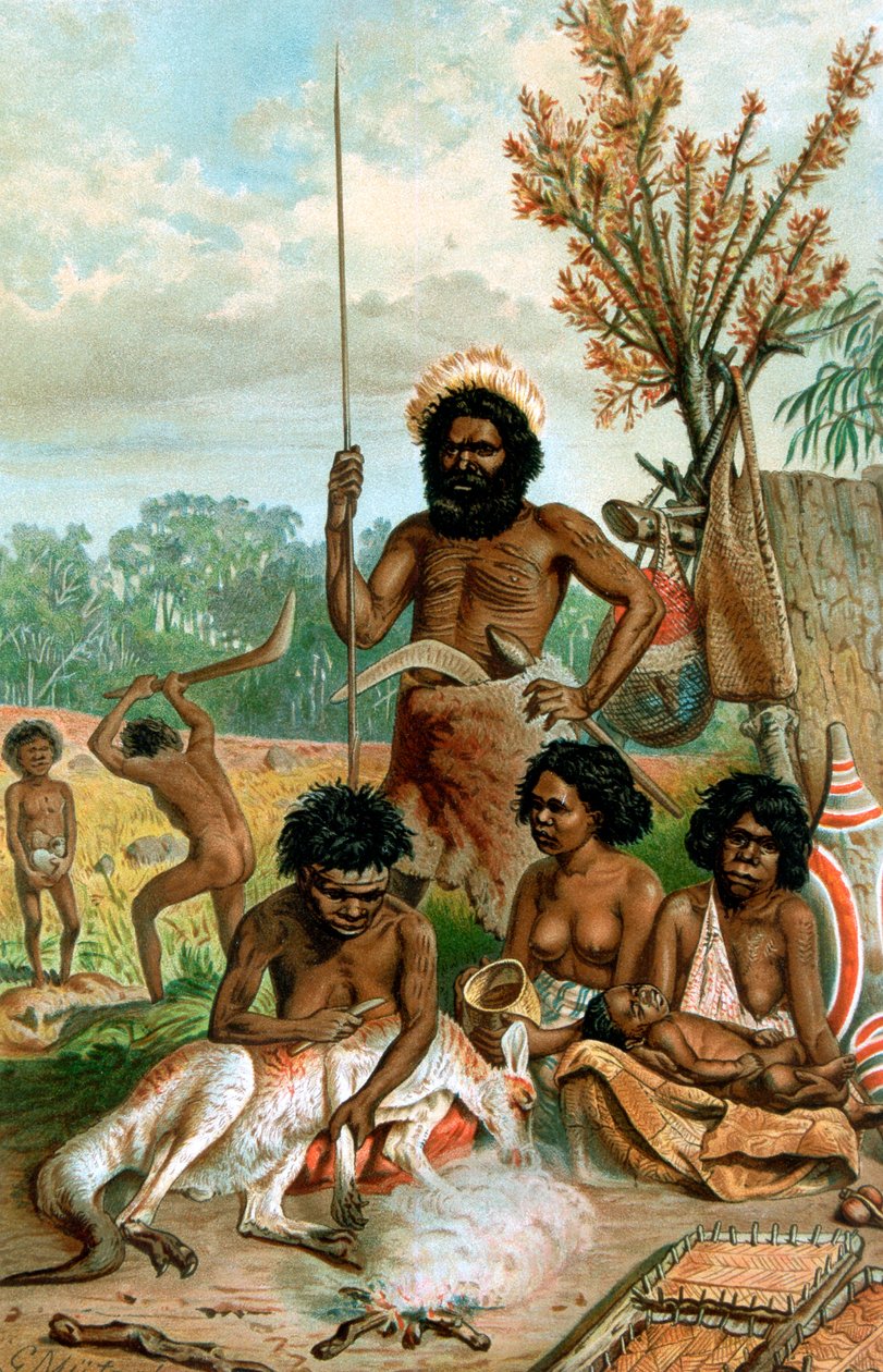 Australští domorodci porážející klokana, 1885-1888 od Unbekannt