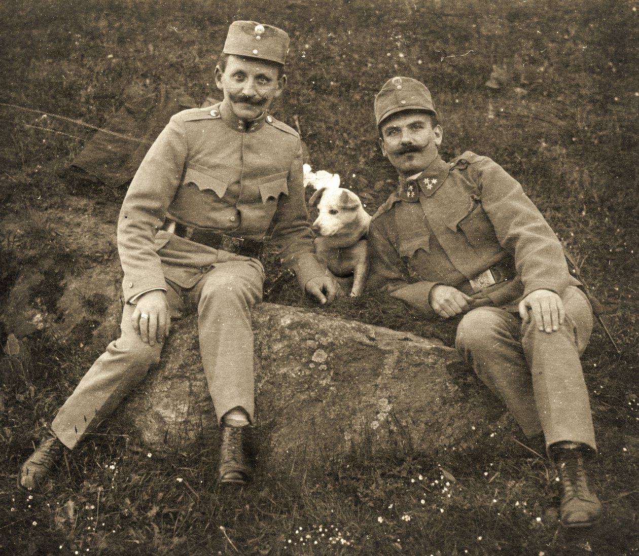 Rakouští vojáci se psem od Unbekannt