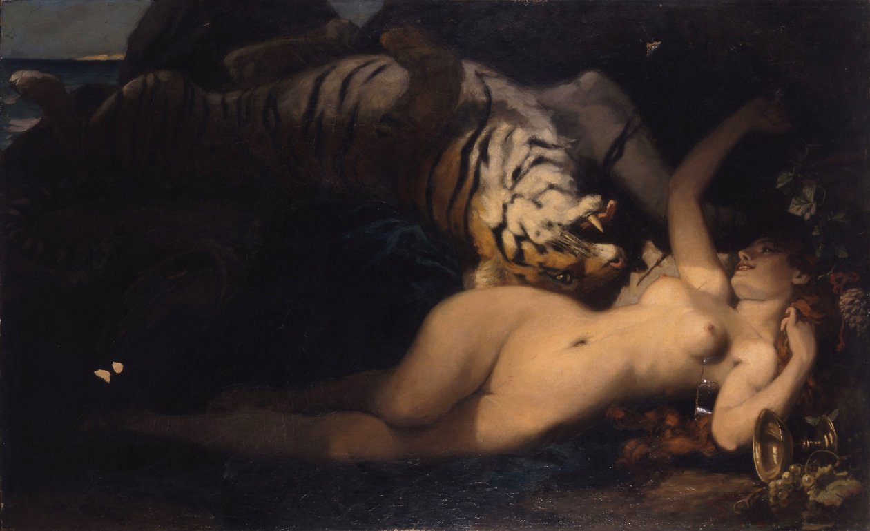 Bacchante si hraje s tygrem od Unbekannt Unbekannt