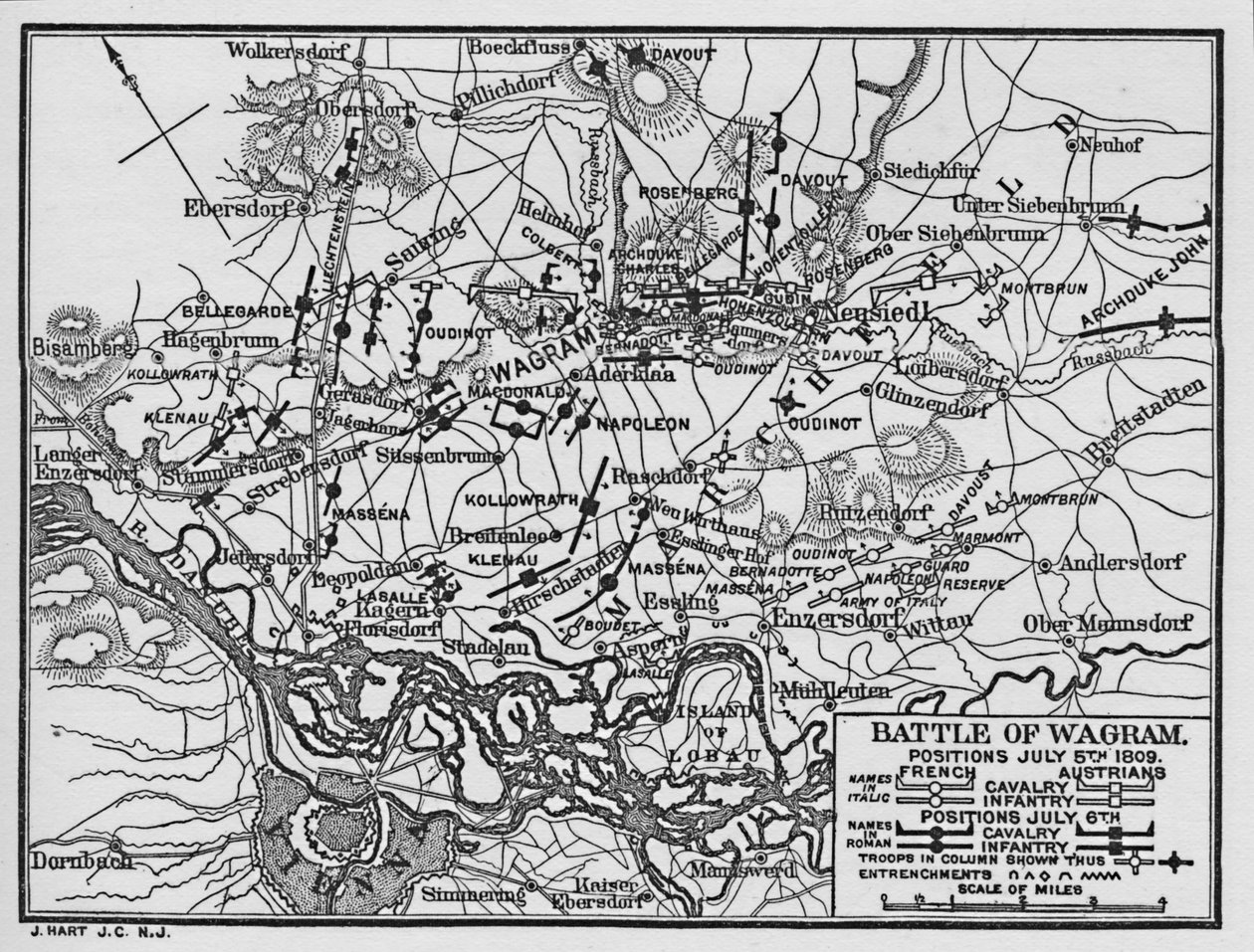Bitva u Wagramu, pozice 5. července 1809, 1896. od Unbekannt