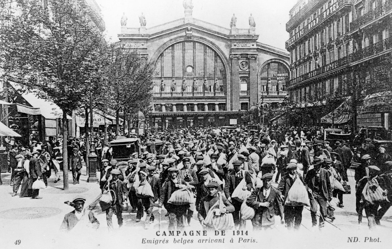 Belgičané přijíždějící do Paříže, 1914 od Unbekannt