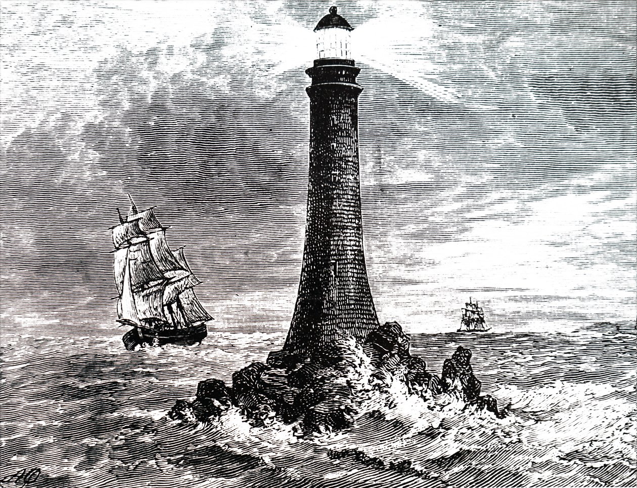 Bell Rock maják v bouři. od Unbekannt