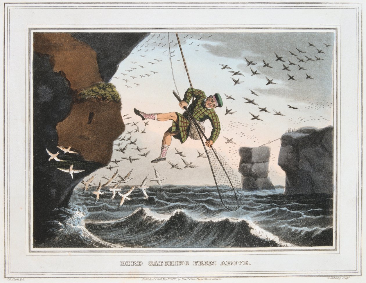 Chytání ptáků shora, Shetlandské ostrovy, 1813 od Unbekannt