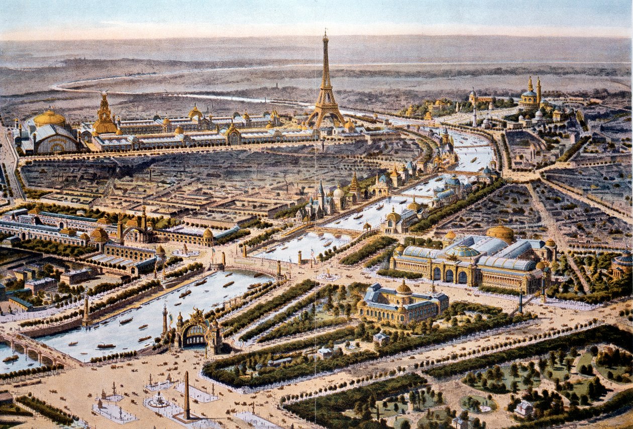 Pohled na pařížskou výstavu z roku 1900 z ptačí perspektivy od Unbekannt