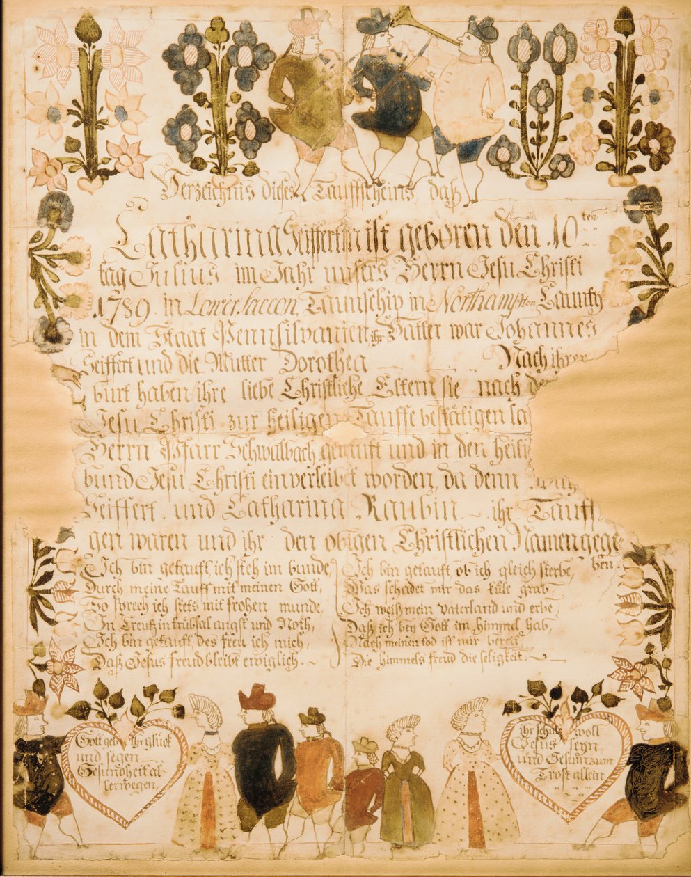 Rodný a křestní list, 1789. od Unbekannt