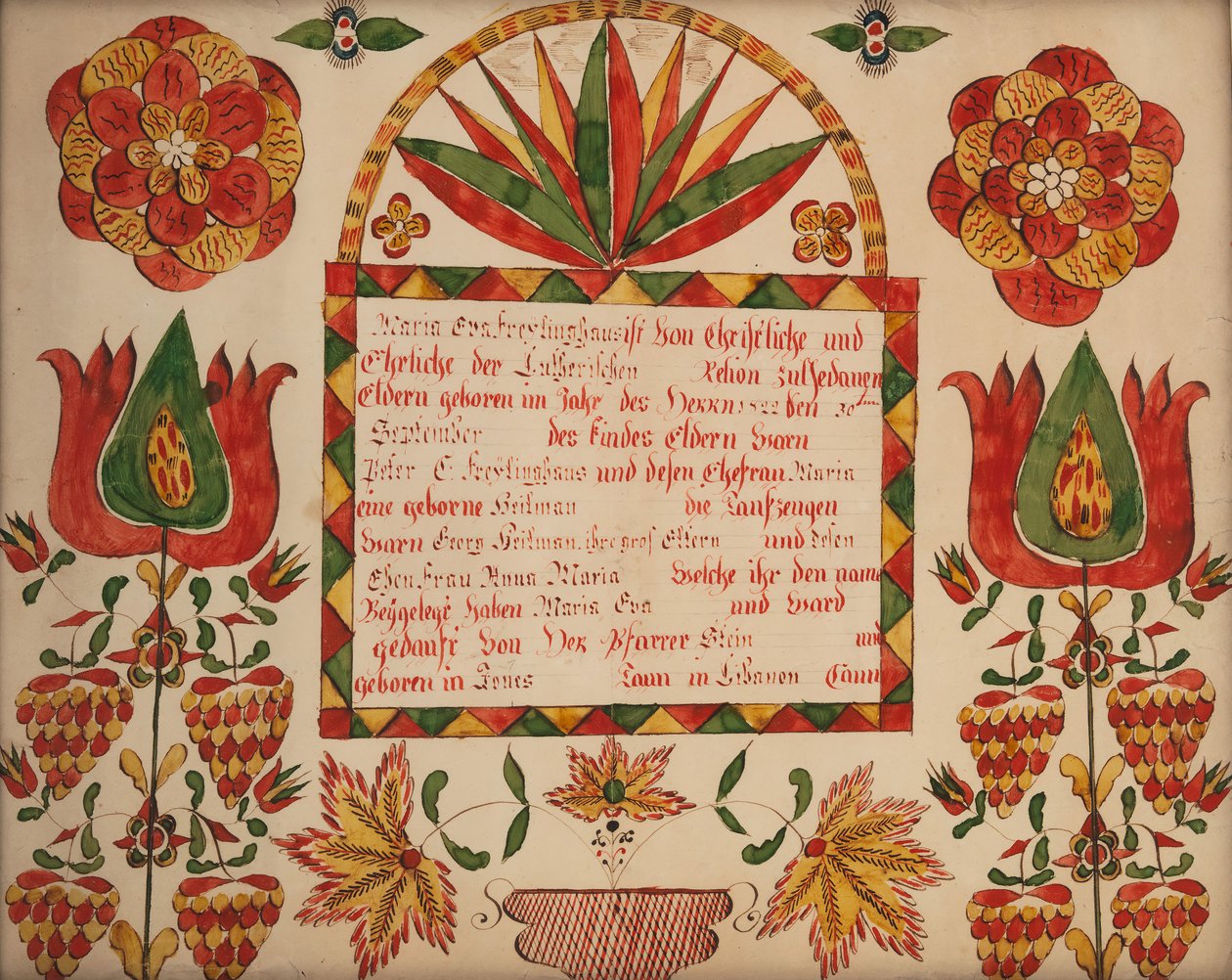 Rodný a křestní list, 1822. od Unbekannt