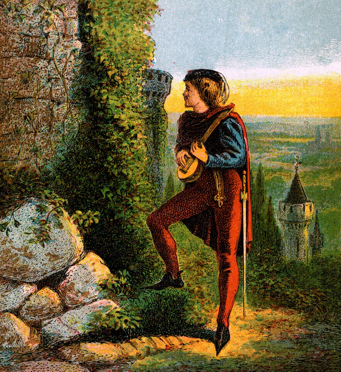 Blondel At Richards Prison, 12. století, c1850 od Unbekannt