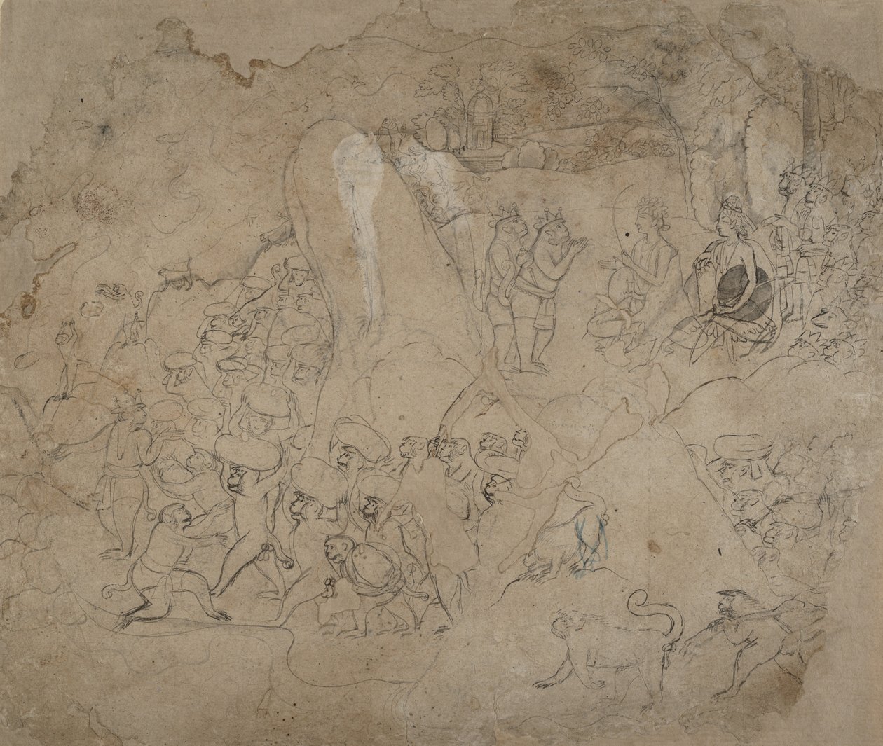 Stavba mostu na Lanku, ca. 1800. od Unbekannt