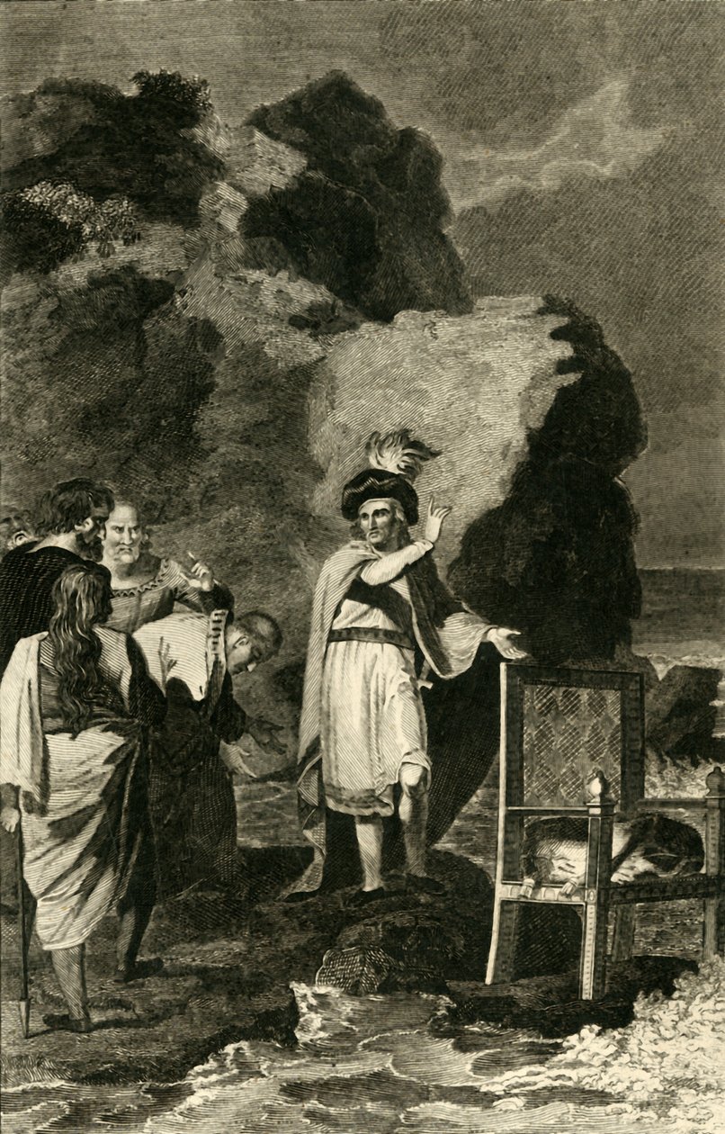 Canute kárající jeho dvořany, 18.-19. století. od Unbekannt