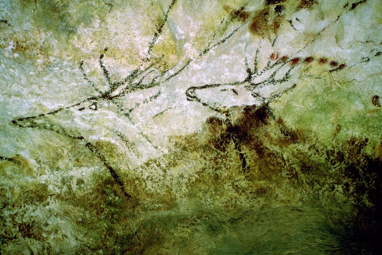 Jeskynní malba „plavajícího jelena“ z Lascaux, kolem 15 000 před naším letopočtem od Unbekannt