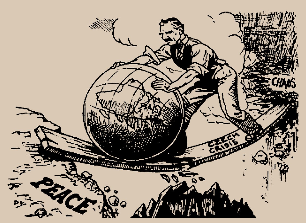 Chamberlain válcuje svět k míru, 1938. od Unbekannt