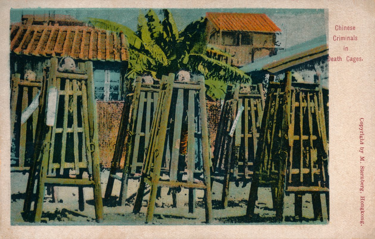 Čínští zločinci v klecích smrti, c1900 od Unbekannt