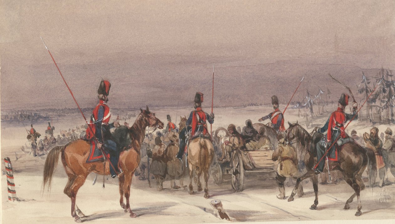 Kozáci převážející deportované, 1831 od Unbekannt