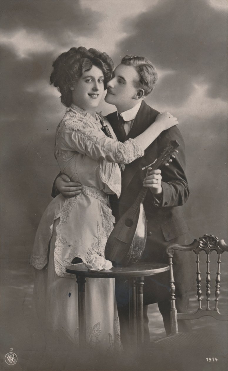 Pár s mandolínou, c1910 od Unbekannt