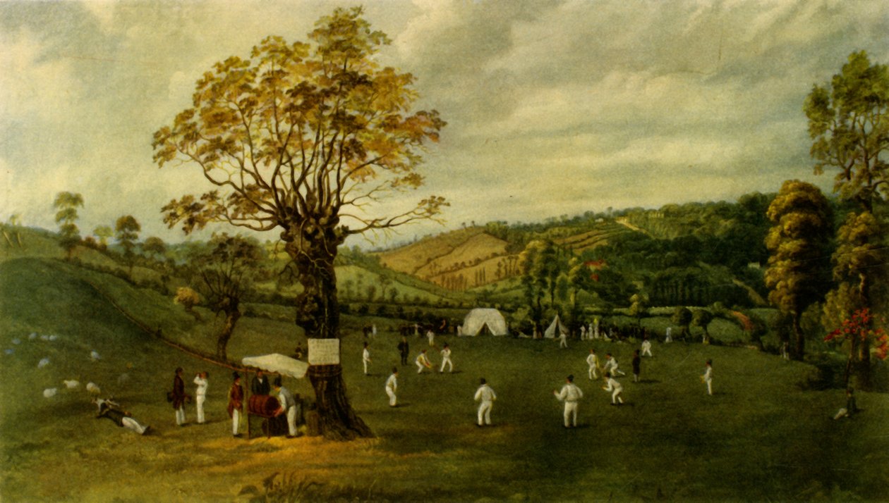 Kriketový zápas mezi Nottinghamem a Leicesterem, kolem roku 1829, 1947. od Unbekannt