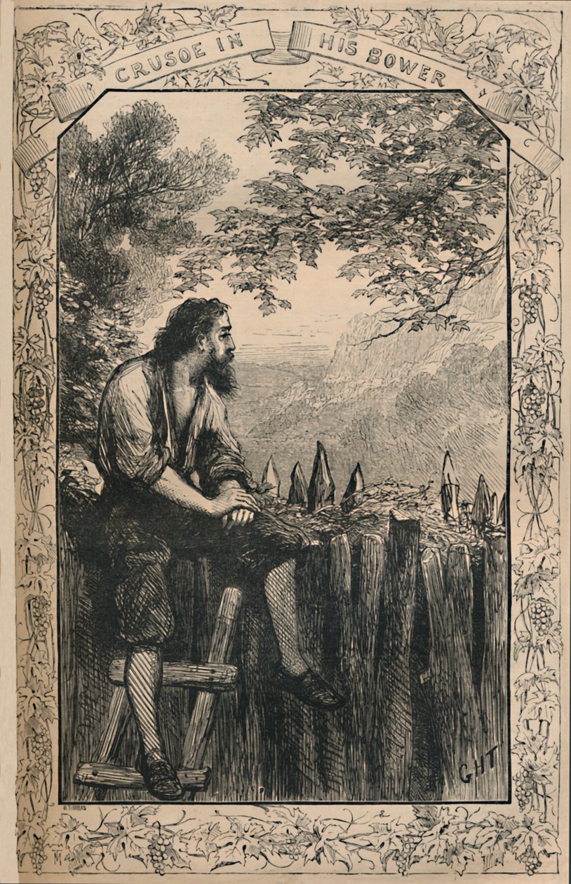 Crusoe ve svém altánku, c1870 od Unbekannt