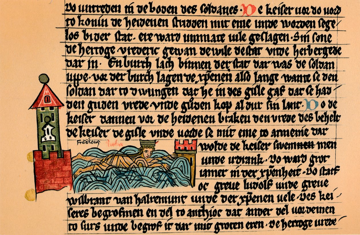 Smrt Fredericka Barbarossy, c1154, 1907. od Unbekannt