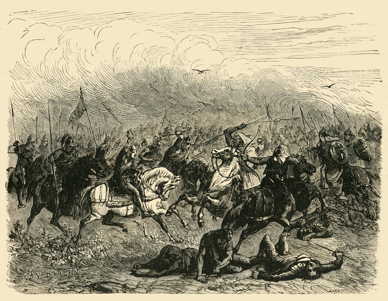 Porážka Abdalrahmana v Poitiers, 732 AD, 1890. od Unbekannt