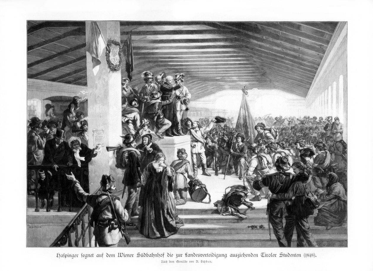 Demonstrace studentů ve Vídni 1848, 1900. od Unbekannt