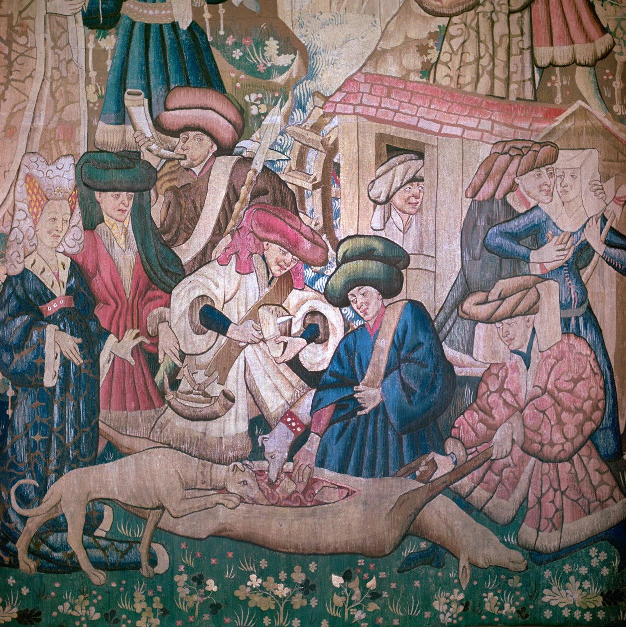 Detail z Devonshire Hunting Tapestries, 15. století od Unbekannt