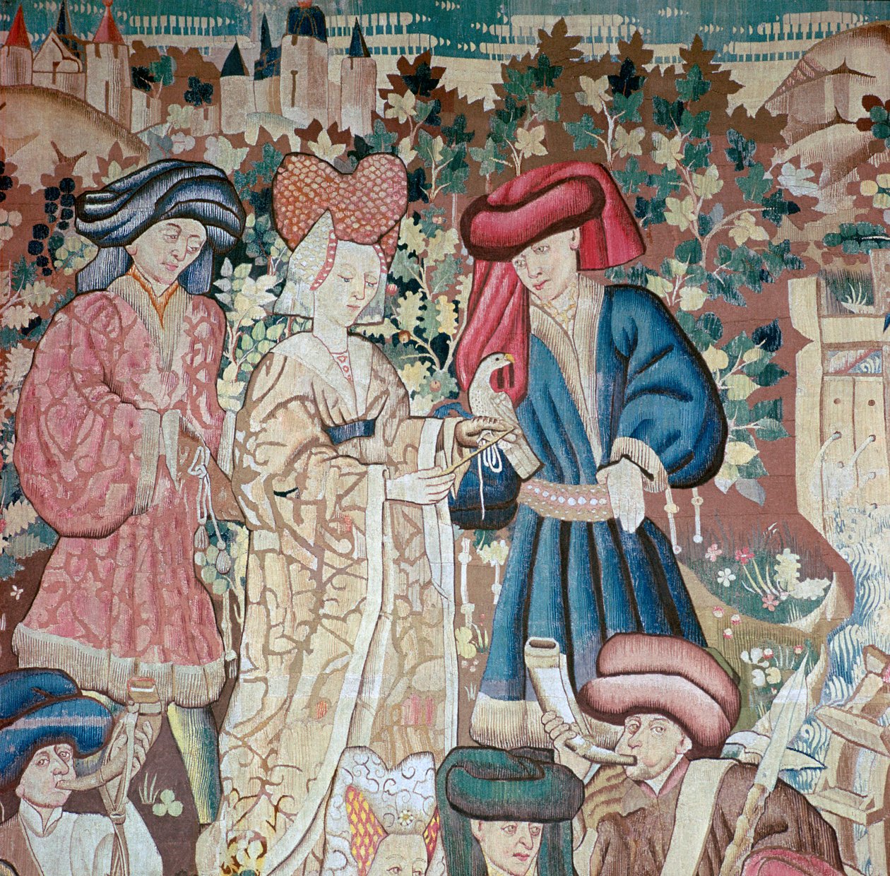 Detail z Devonshire Hunting Tapestries, 15. století od Unbekannt