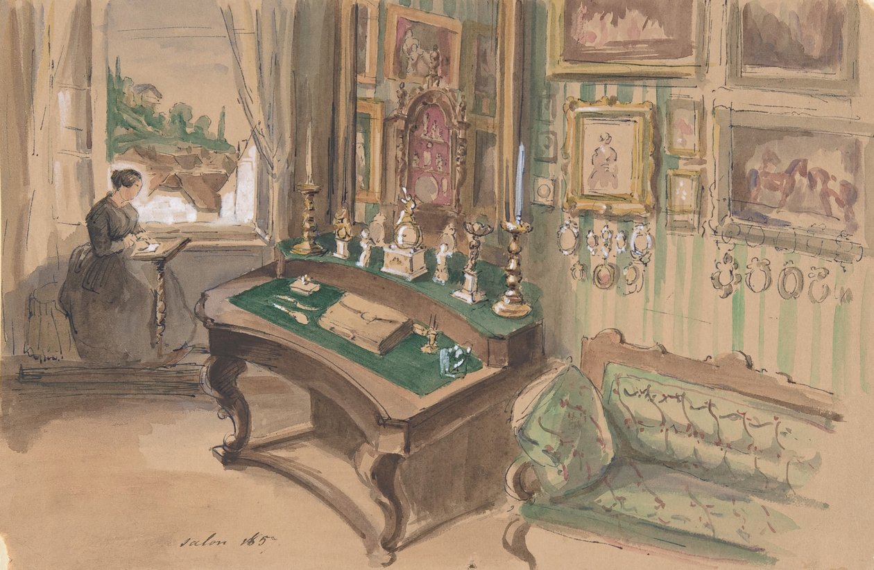 Kresba interiéru: Salon, 1857. od Unbekannt