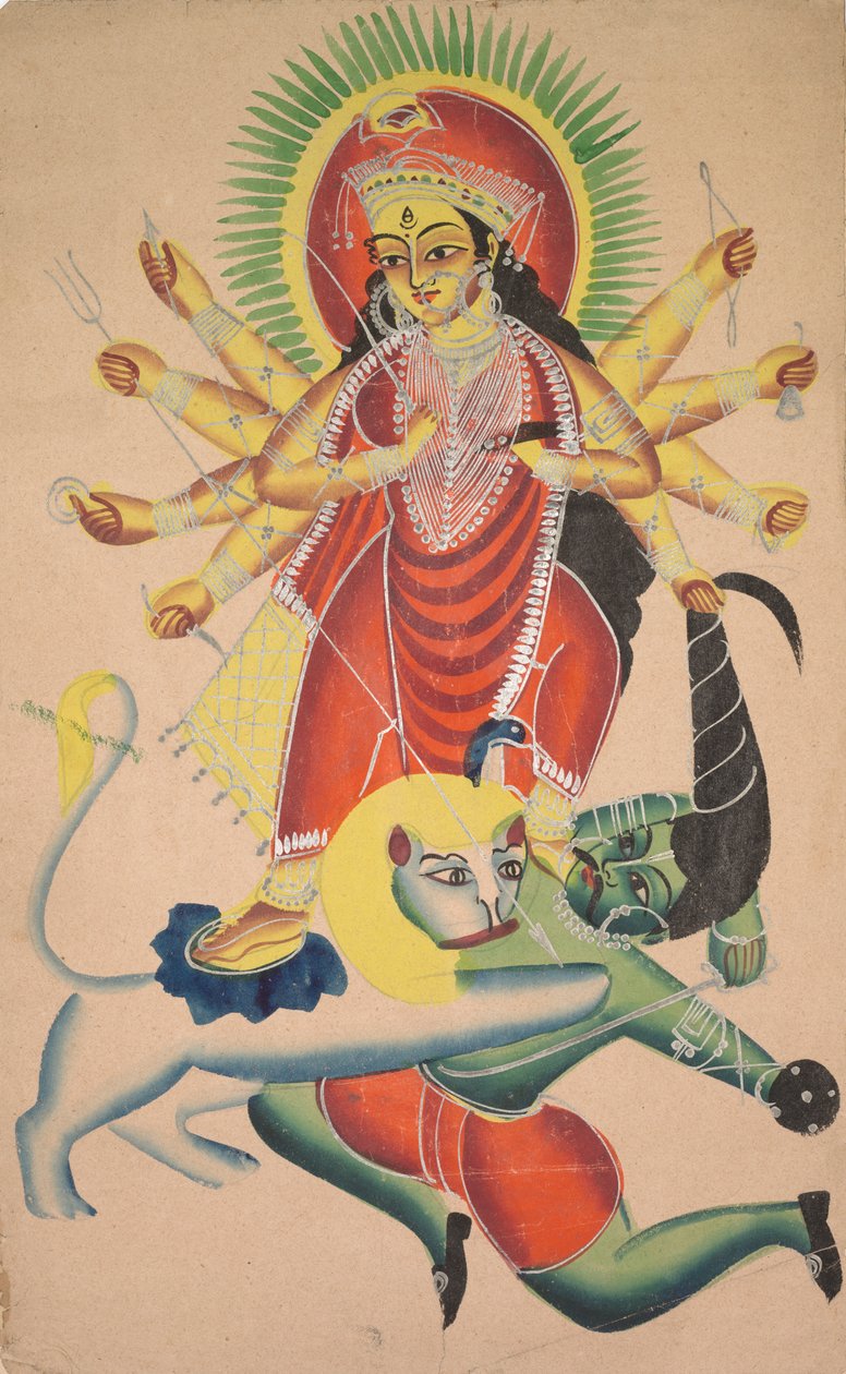 Durga Killing the Demon Mahisha, 19. století. od Unbekannt