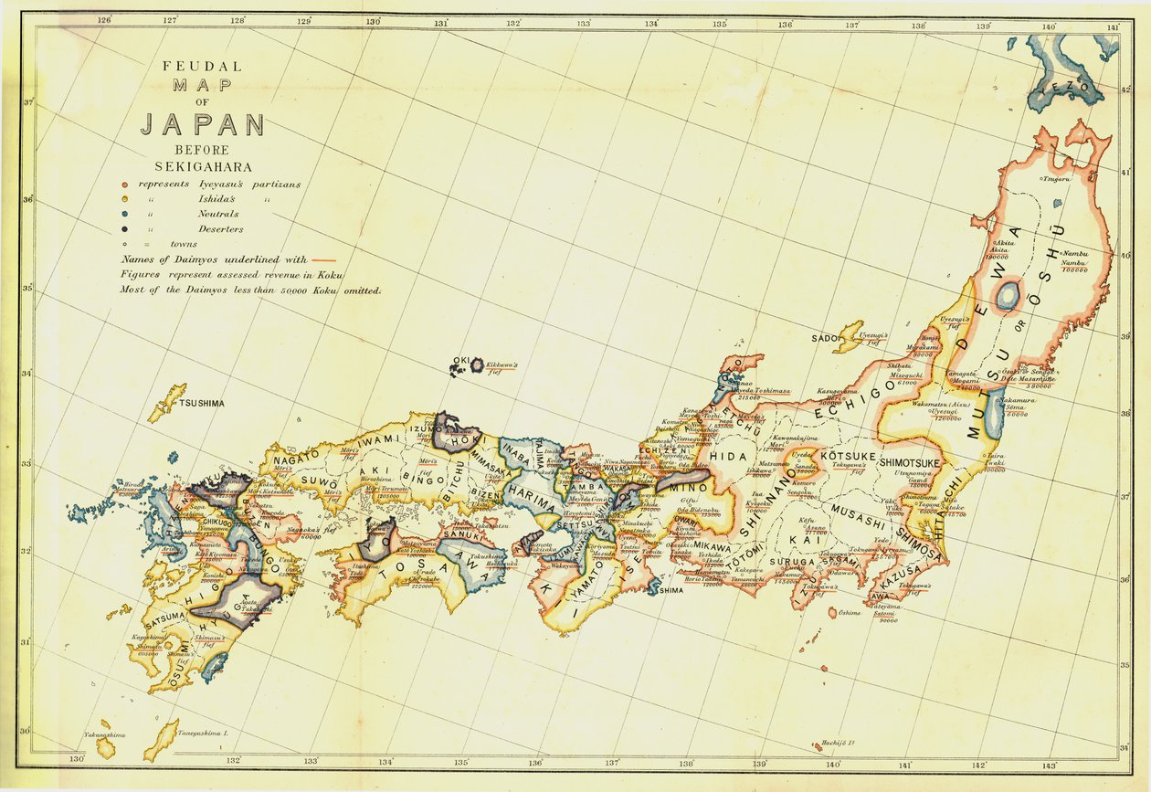 Feudální mapa Japonska před Sekigaharou, 1903. od Unbekannt