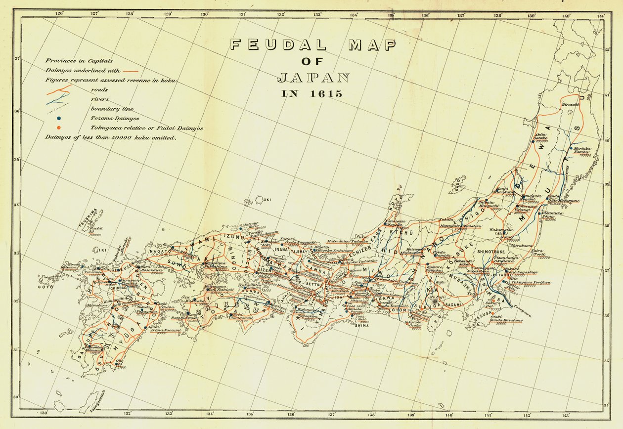 Feudální mapa Japonska v roce 1615, 1903. od Unbekannt