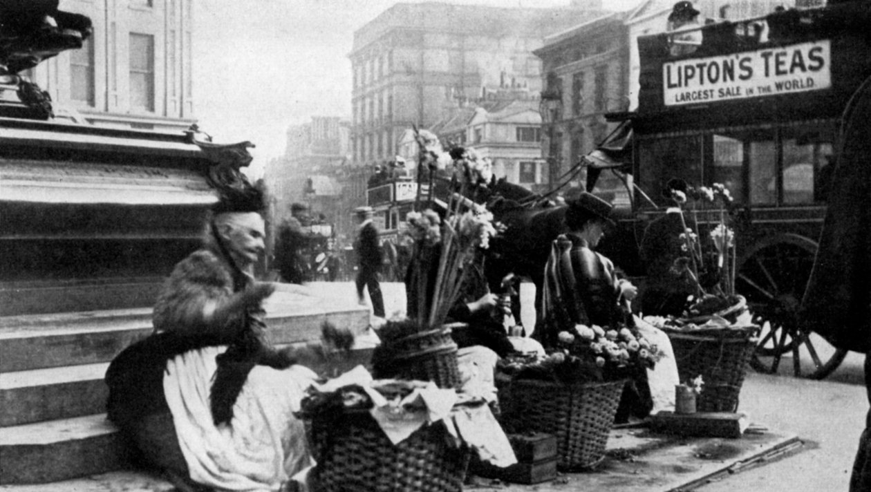 Prodejci květin na Piccadilly Circus, Londýn, 1901 1951 od Unbekannt