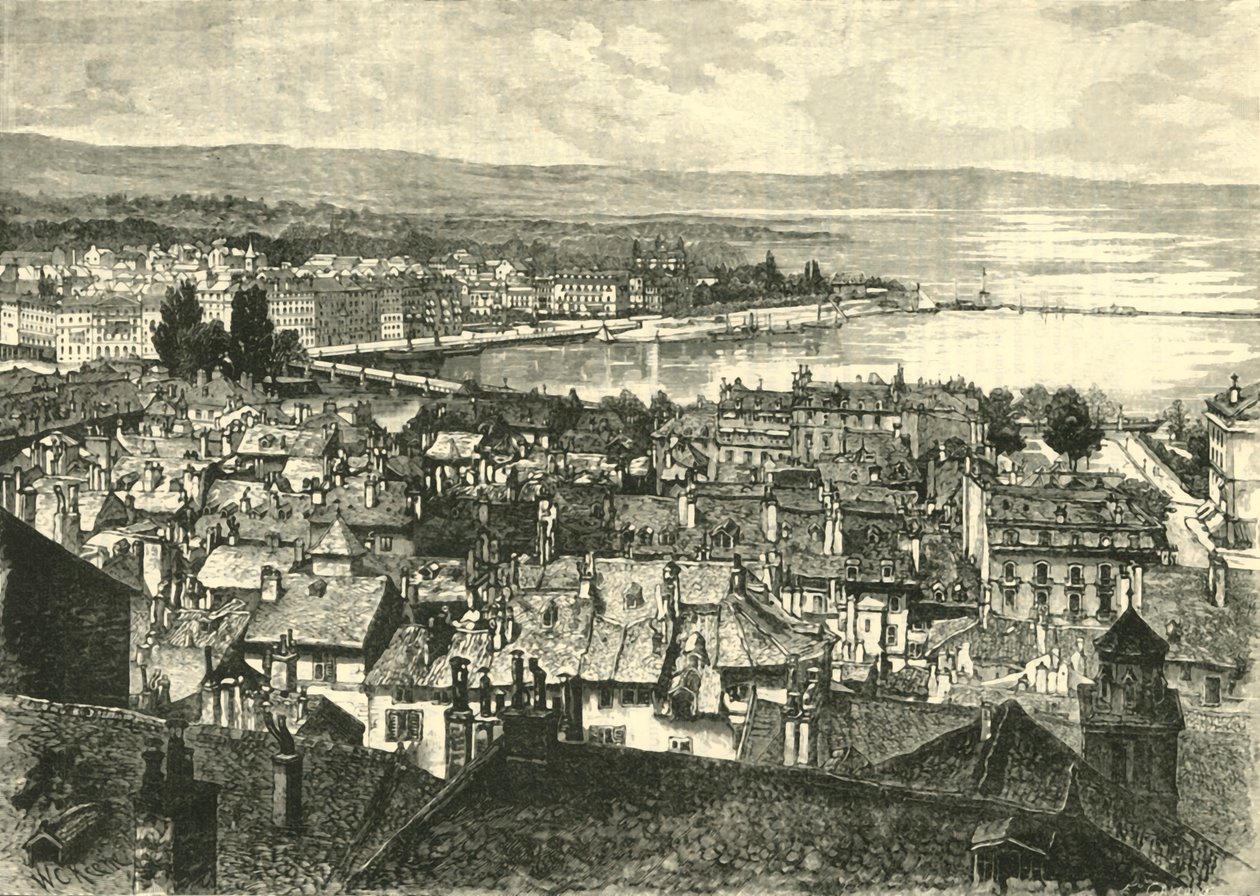 Ženeva, Pohled k jezeru, 1890. od Unbekannt