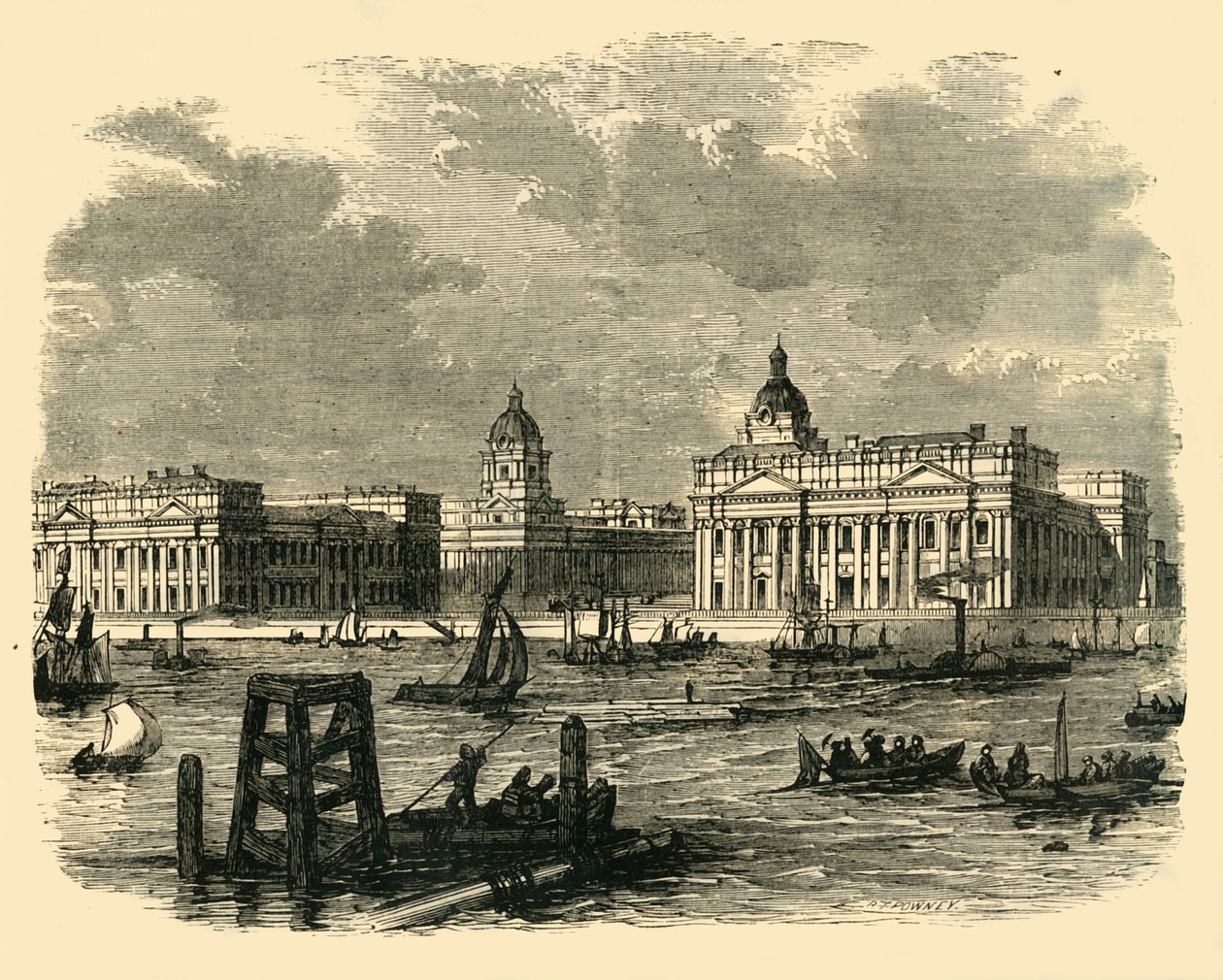 Greenwichská nemocnice, od řeky, c1878. od Unbekannt