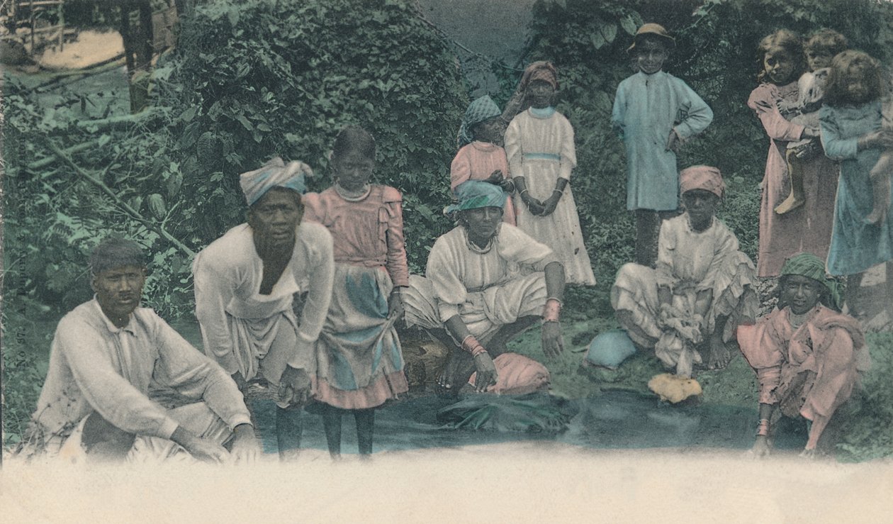 Pozdrav z Jamajky. Coolies mytí, 1905. od Unbekannt