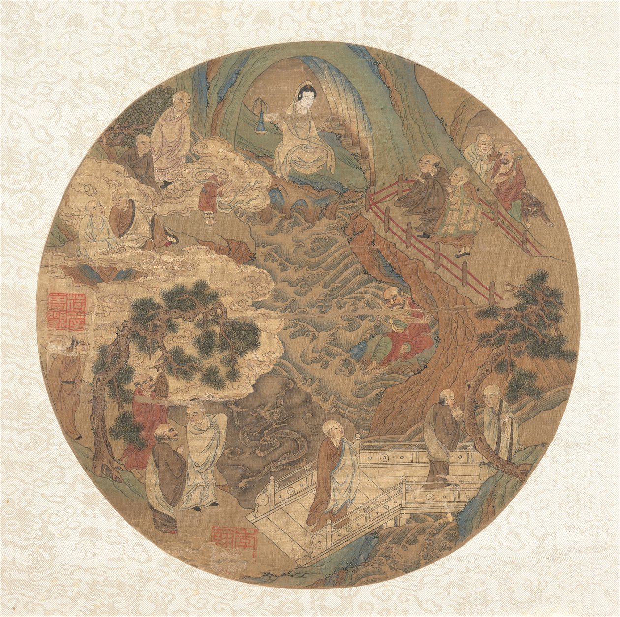 Guanyin a šestnáct luohanů, 16.-17. století. od Unbekannt