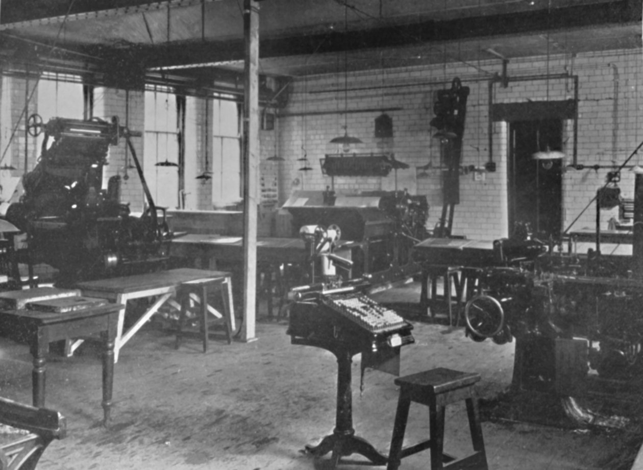 Heriot-Watt College, Edinburgh – oddělení knihtiskových strojů, 1909. od Unbekannt