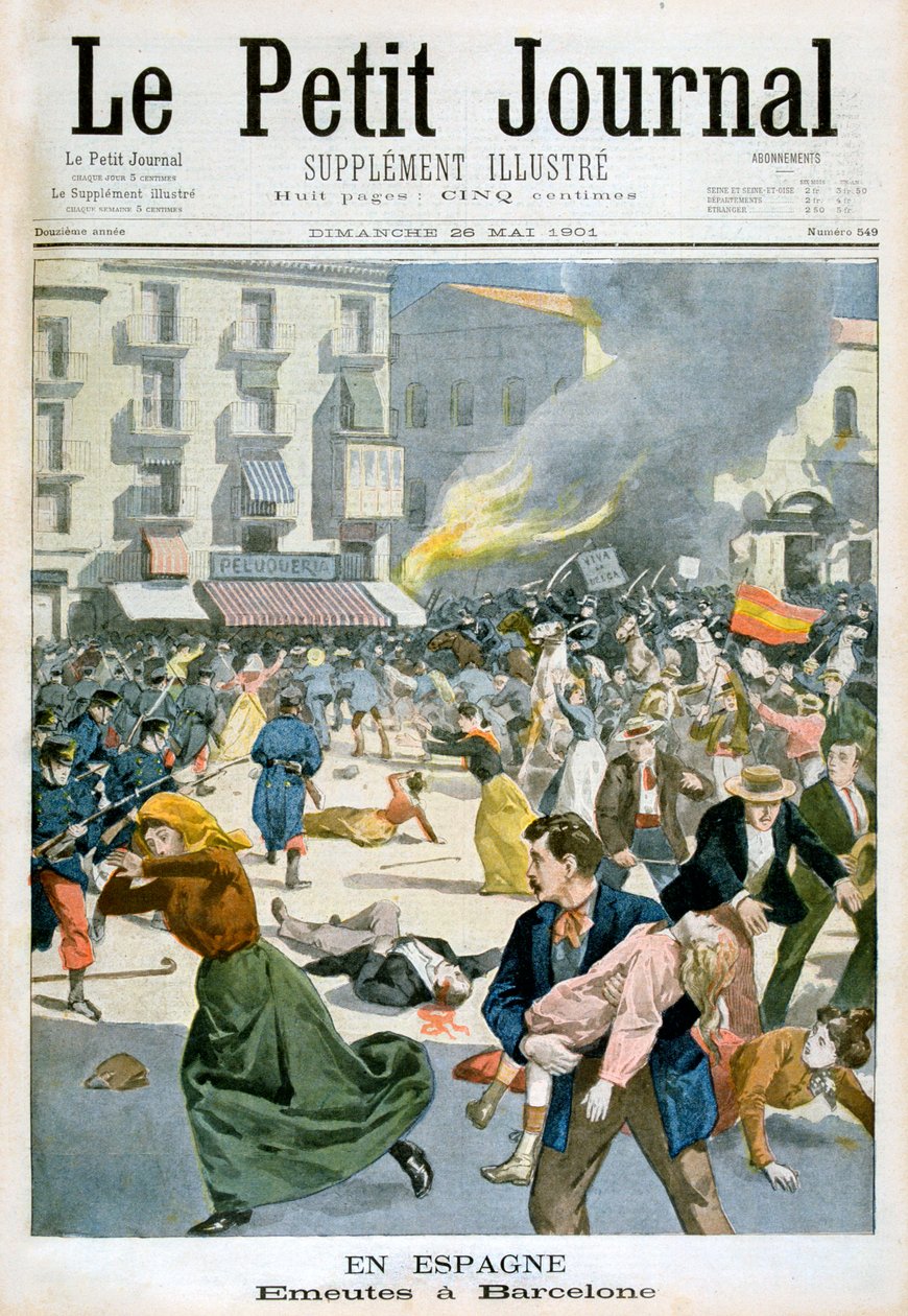Ve Španělsku vypuknou nepokoje v Barceloně v roce 1901 od Unbekannt