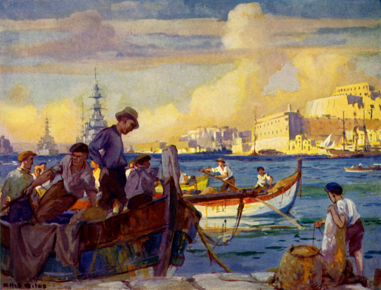 V Grand Harbor ve Vallettě, Malta, c1948. od Unbekannt