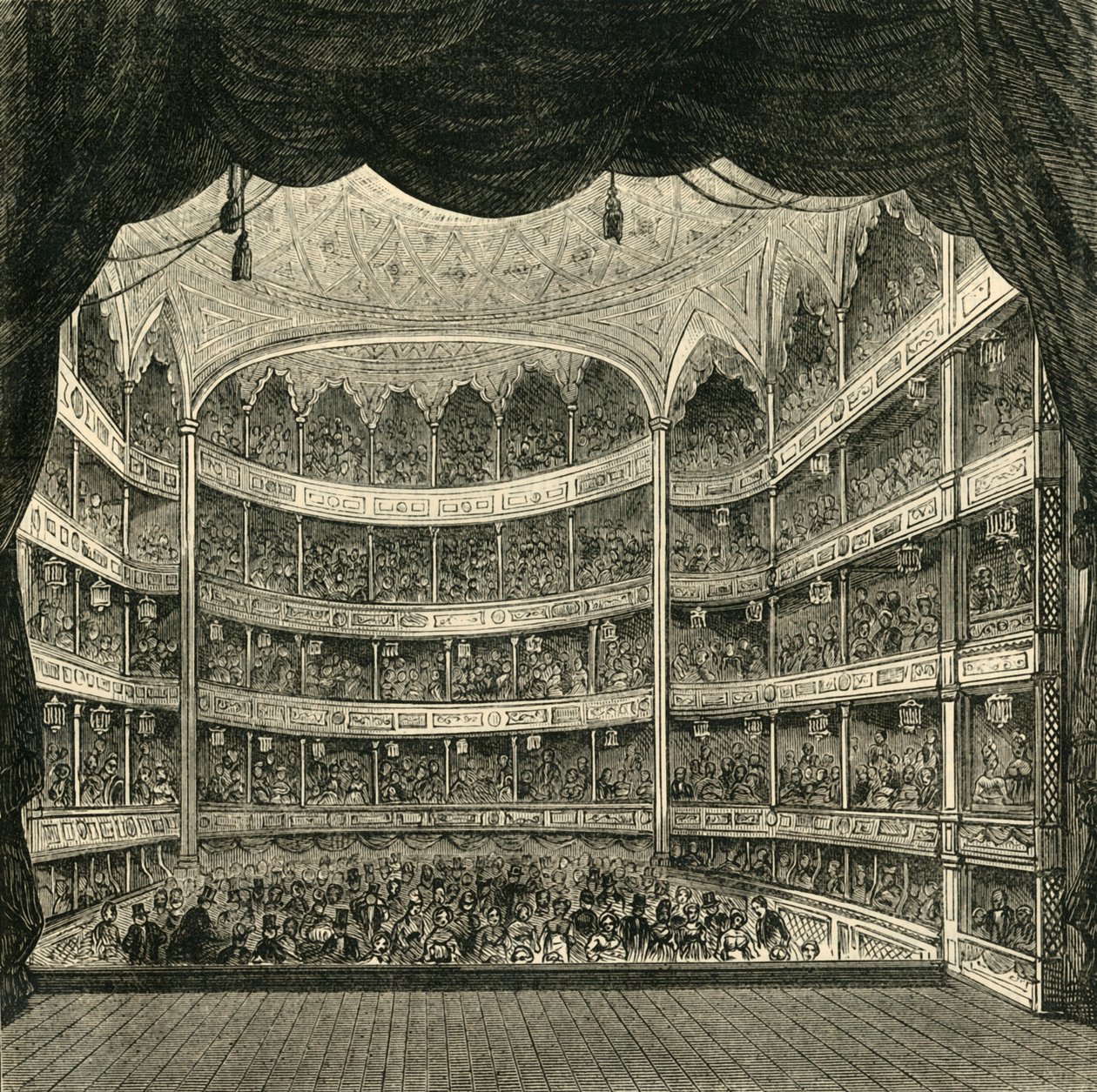 Interiér divadla Drury Lane, 1804, 1881. od Unbekannt