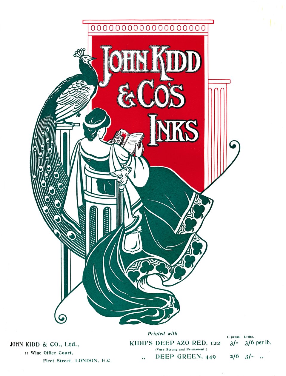 Reklama John Kidd & Cos Inks, 1907 od Unbekannt