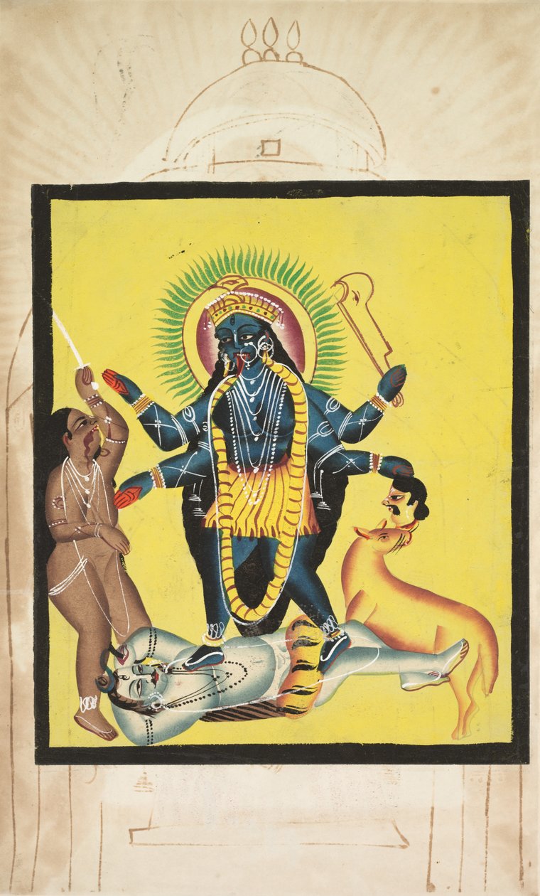 Kali stojící na Shiva, 1800s. od Unbekannt