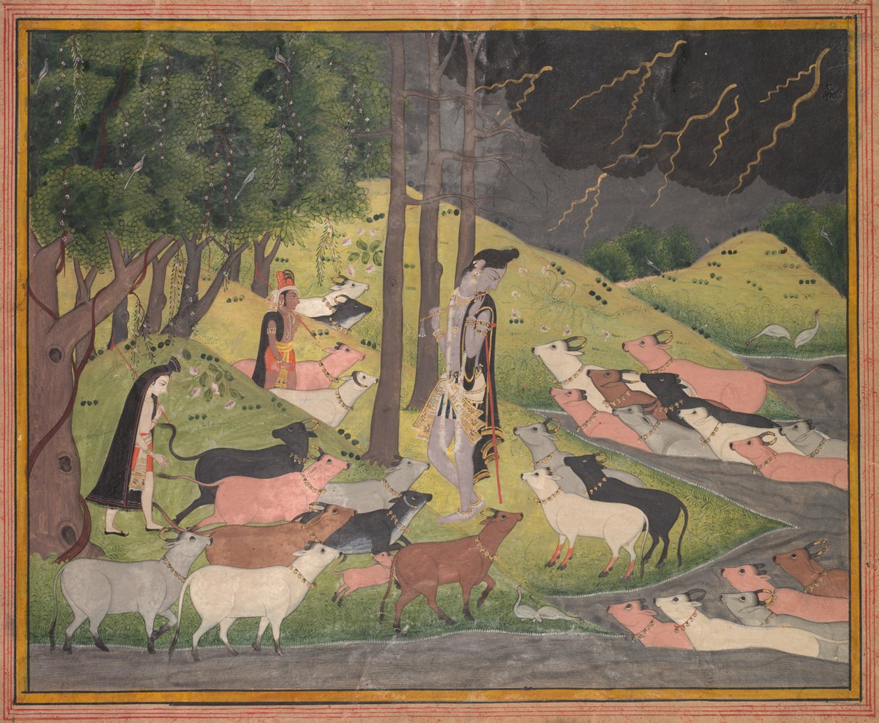 Krišna vyvolává krávy, c. 1780-1790. od Unbekannt