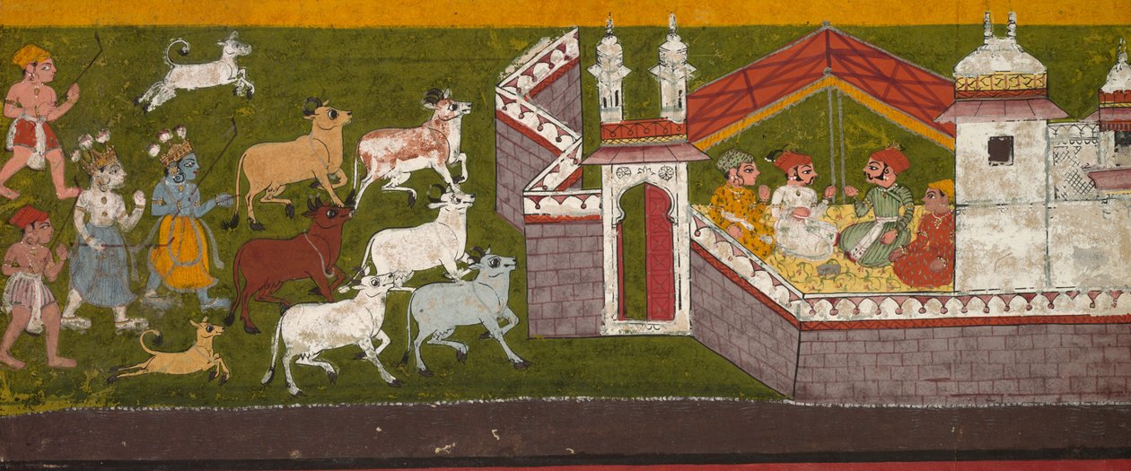 Krišna a Balaráma se blíží k Mathuře, c. 1740-1750. od Unbekannt