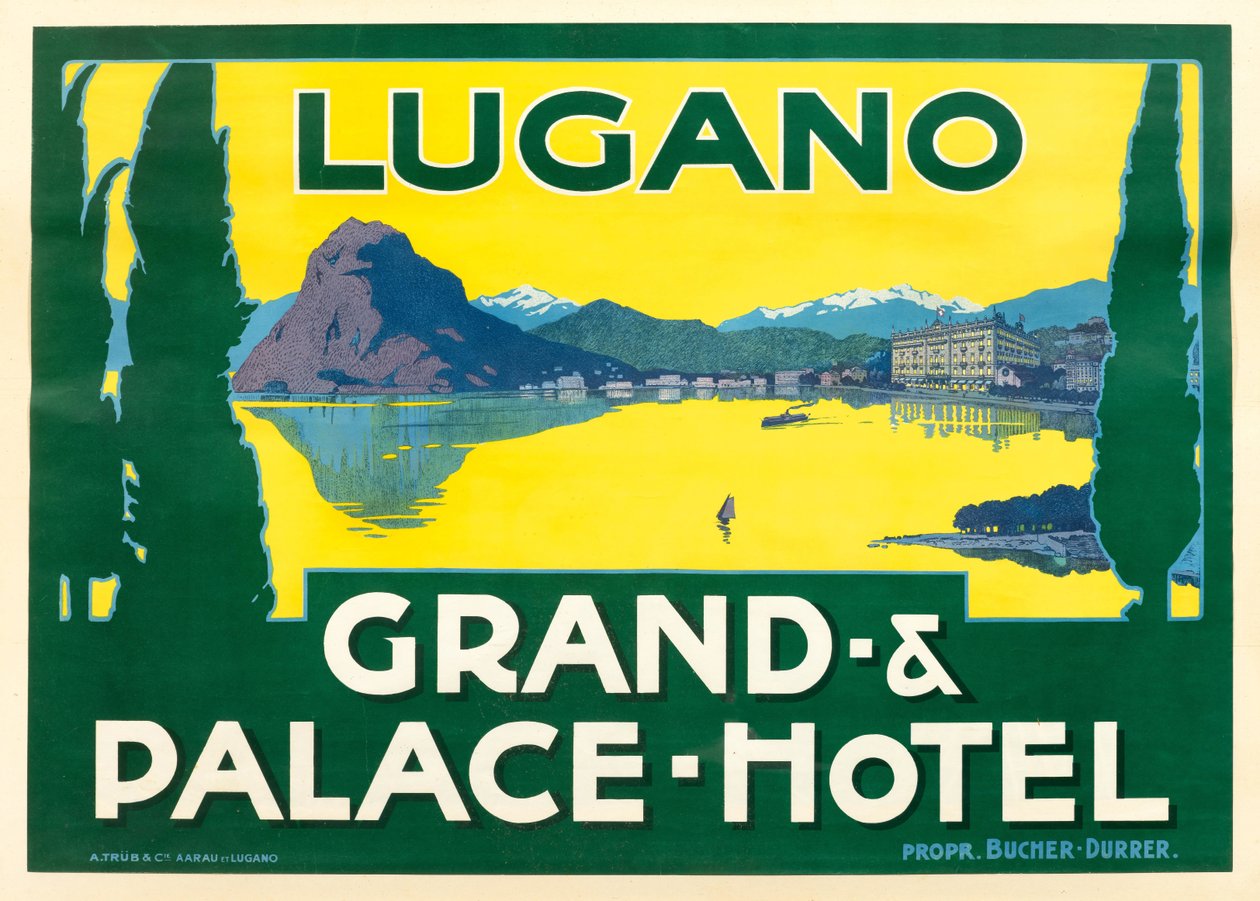 Luganské jezero. Grand and Palace Hotel, c. 1925. od Unbekannt