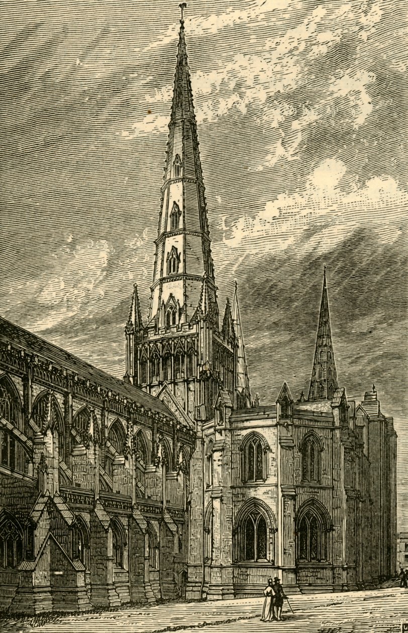 Exteriér katedrály Lichfield, 1898. od Unbekannt