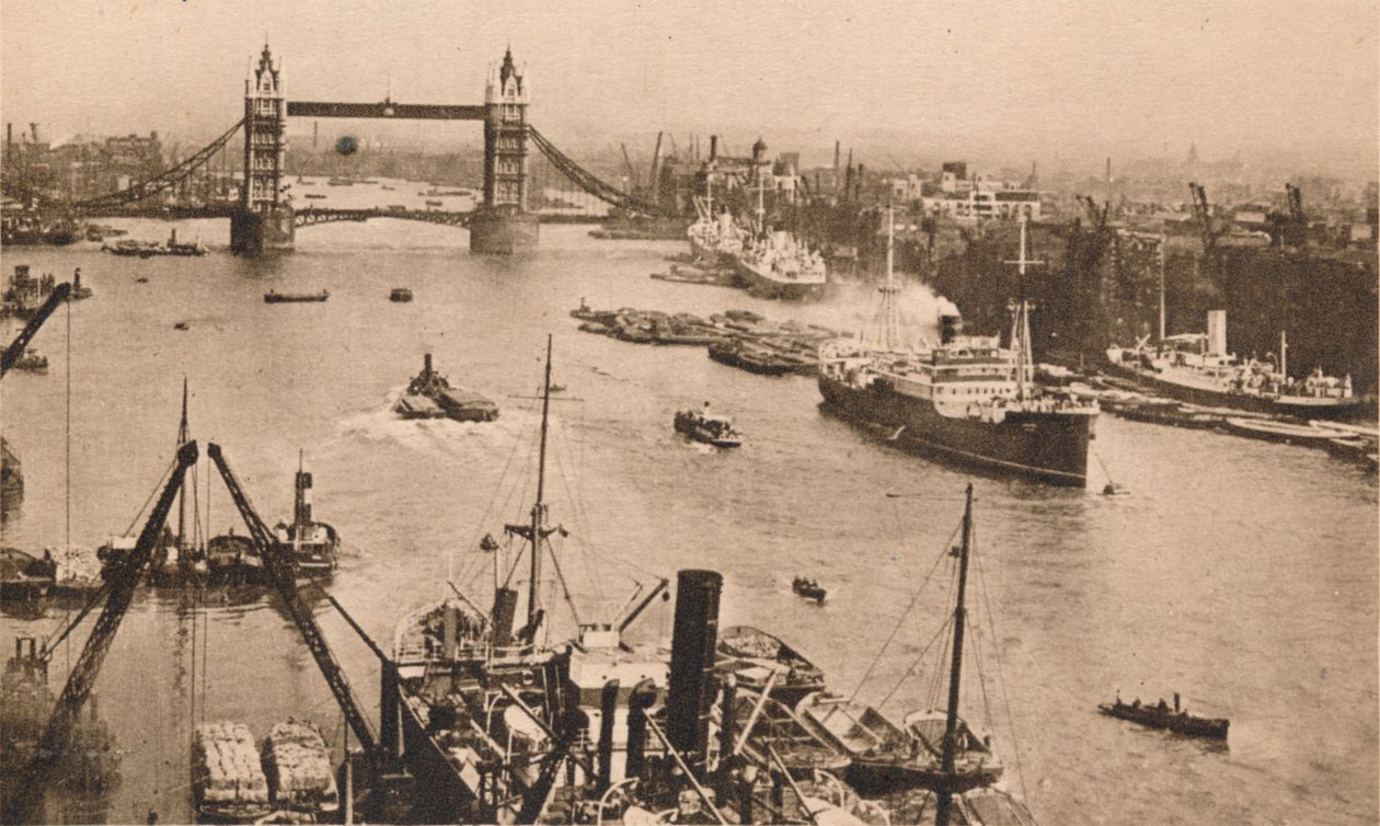 Londýn – Tower Bridge and the Pool, c1910 od Unbekannt