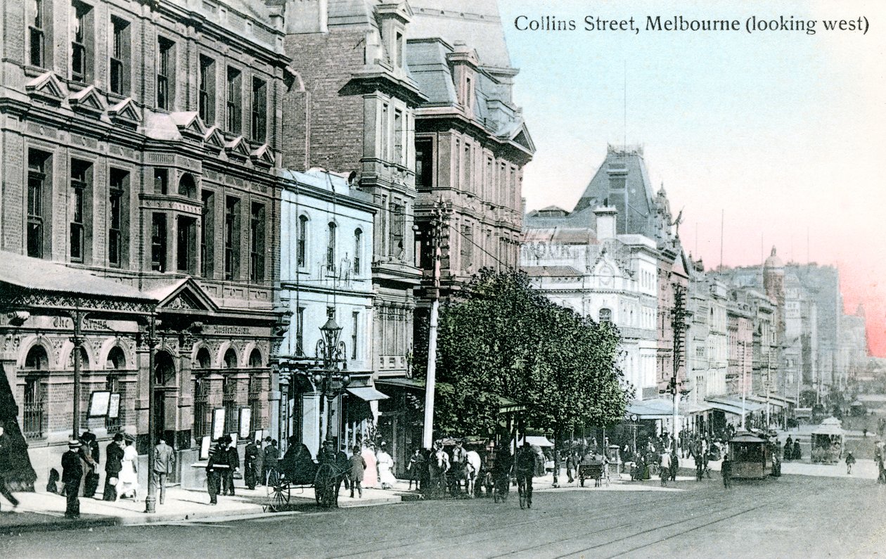 Při pohledu na západ podél Collins Street, Melbourne, Austrálie, 1912 od Unbekannt