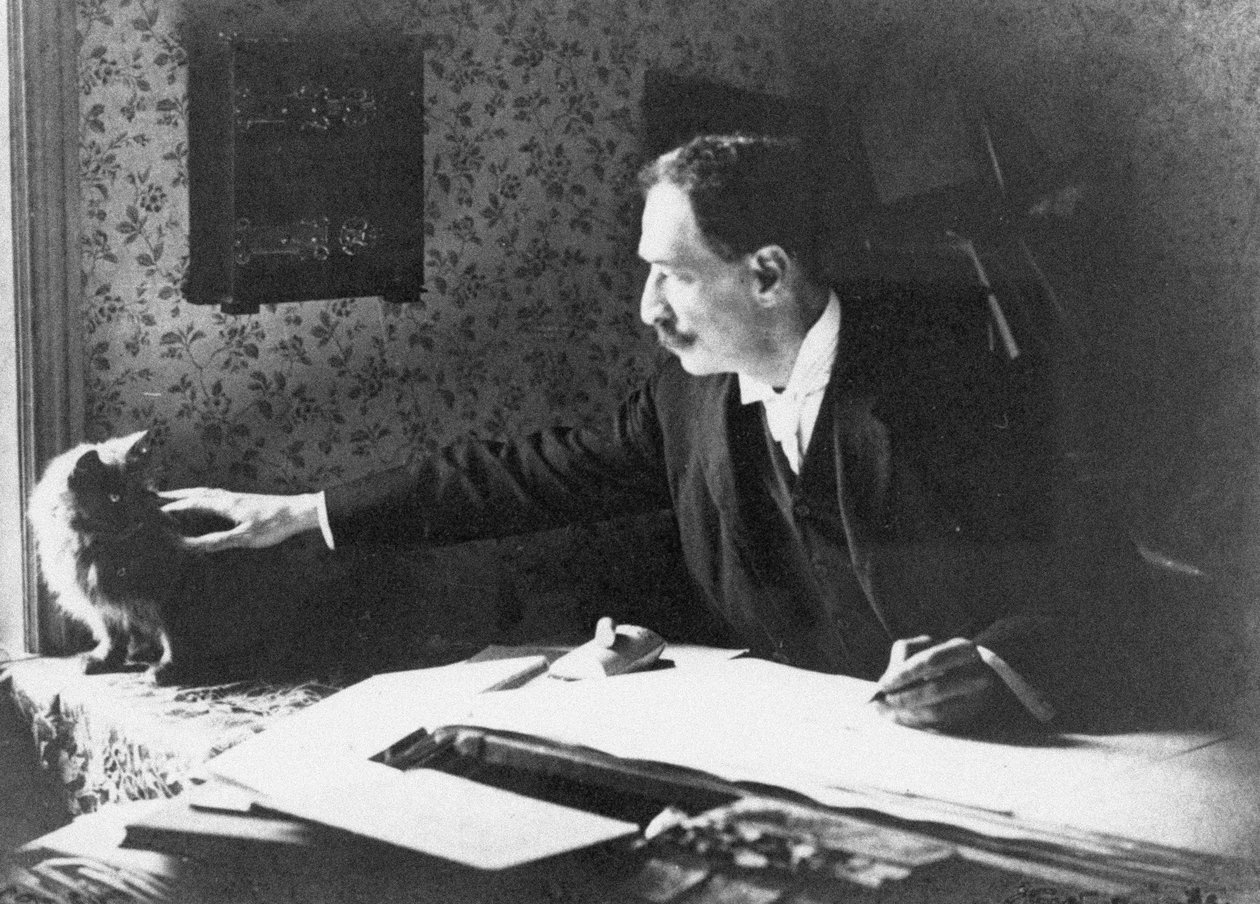 Louis Wain u svého rýsovacího prkna, 90. léta 19. století od Unbekannt