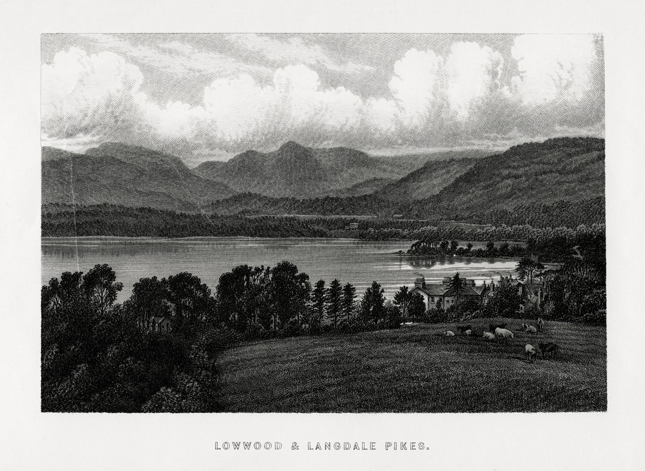 Lowwood a Langdale Pikes, Lake District, Cumbria, 1896 od Unbekannt