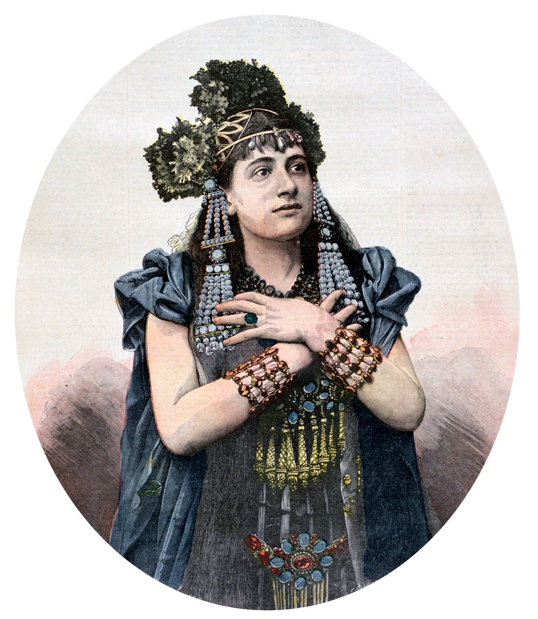 Lucienne Breval hraje roli Salammbô, 1892 od Unbekannt